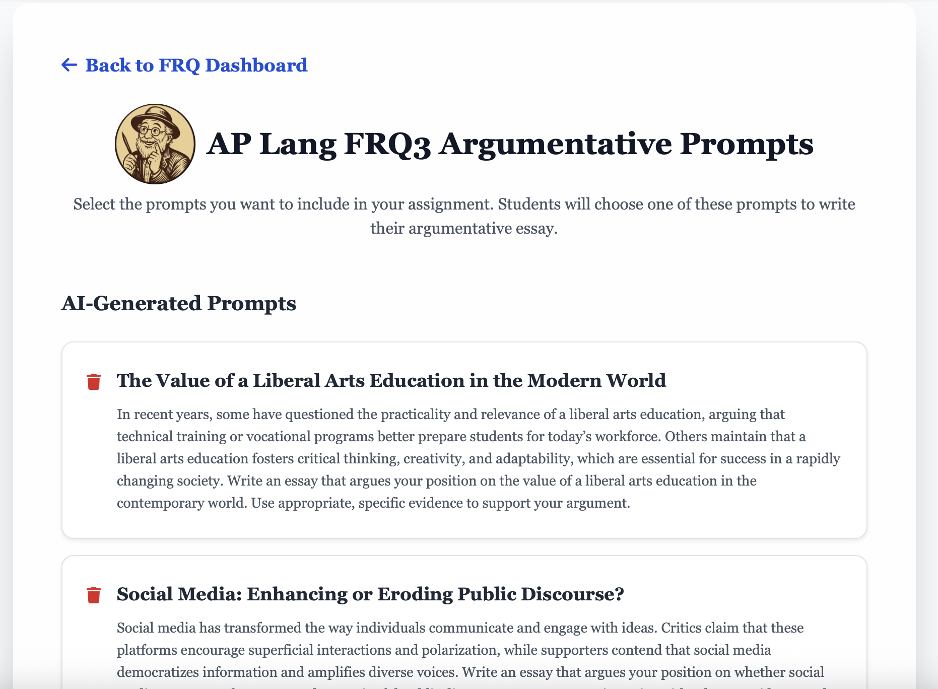 AP FRQ Prompts
